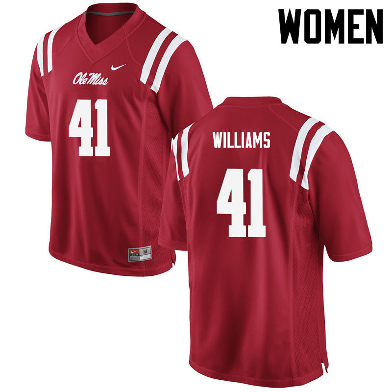 Brenden Williams Ole Miss Rebels NCAA Women's Red #41 Stitched Limited College Football Jersey BBZ0458OO